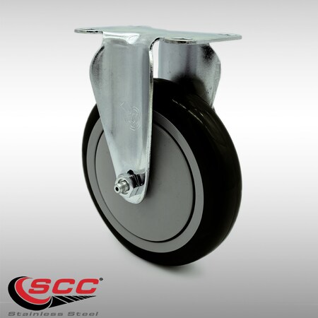 Service Caster 5 Inch SS Black Polyurethane Wheel Rigid Top Plate Caster SCC-SS20R514-PPUB-BLK